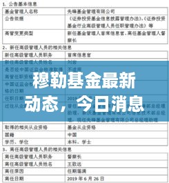 穆勒基金最新动态，今日消息一览
