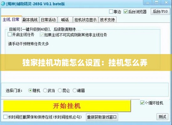 独家挂机功能怎么设置：挂机怎么弄 