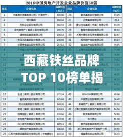 西藏铁丝品牌TOP 10榜单揭晓！最新排名一网打尽