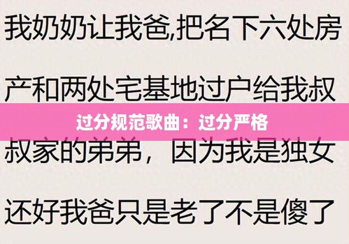 过分规范歌曲：过分严格 