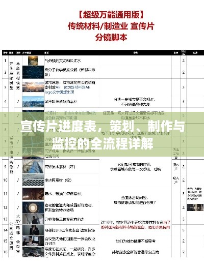 宣传片进度表，策划、制作与监控的全流程详解
