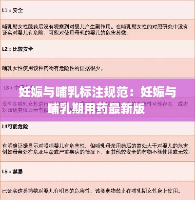 妊娠与哺乳标注规范：妊娠与哺乳期用药最新版 
