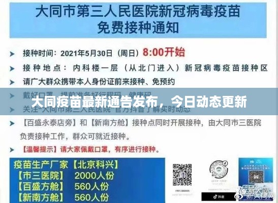 大同疫苗最新通告发布，今日动态更新