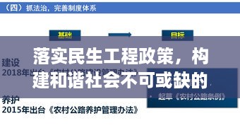 落实民生工程政策，构建和谐社会不可或缺的一环