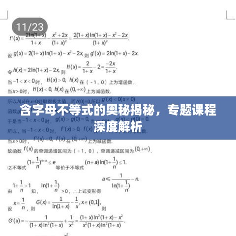 含字母不等式的奥秘揭秘，专题课程深度解析