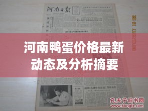 河南鸭蛋价格最新动态及分析摘要