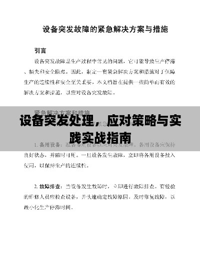 设备突发处理，应对策略与实践实战指南