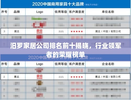 汨罗家居公司排名前十揭晓，行业领军者的荣耀榜单