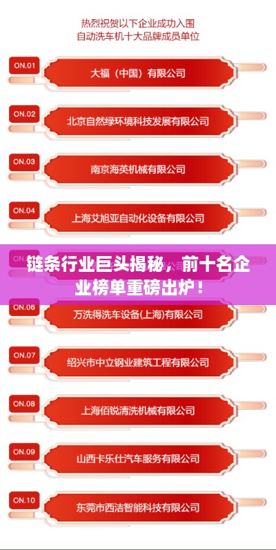 链条行业巨头揭秘，前十名企业榜单重磅出炉！