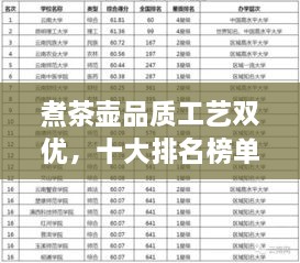 煮茶壶品质工艺双优，十大排名榜单揭晓