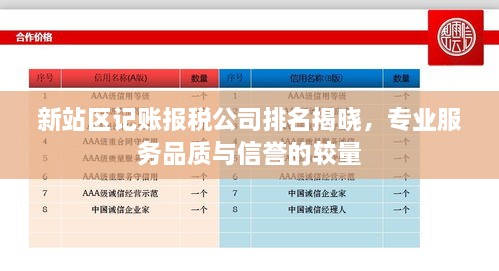 新站区记账报税公司排名揭晓，专业服务品质与信誉的较量