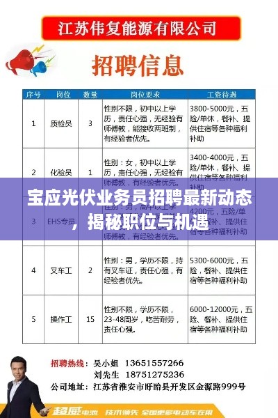 宝应光伏业务员招聘最新动态，揭秘职位与机遇