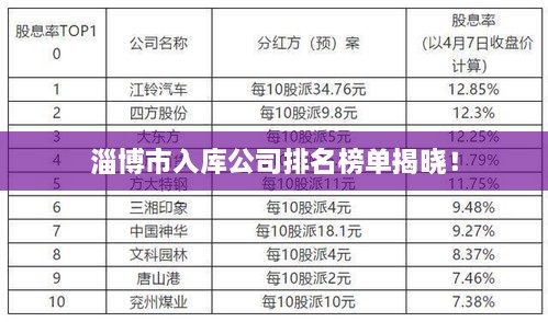 淄博市入库公司排名榜单揭晓！