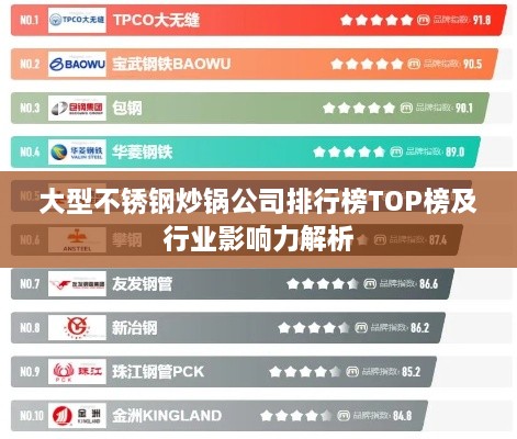 大型不锈钢炒锅公司排行榜TOP榜及行业影响力解析