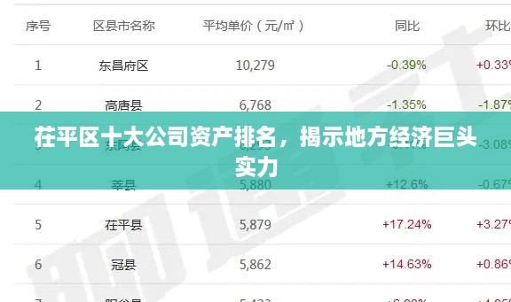 茌平区十大公司资产排名，揭示地方经济巨头实力