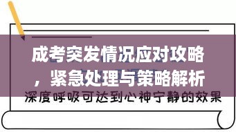 成考突发情况应对攻略，紧急处理与策略解析