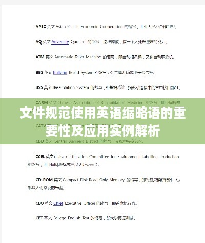 文件规范使用英语缩略语的重要性及应用实例解析