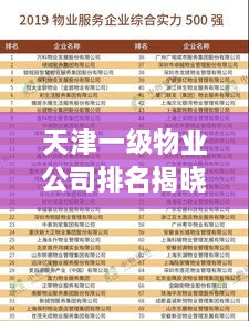 天津一级物业公司排名揭晓，优质物业榜单抢先看！
