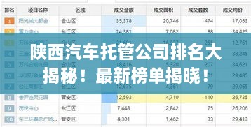 陕西汽车托管公司排名大揭秘！最新榜单揭晓！